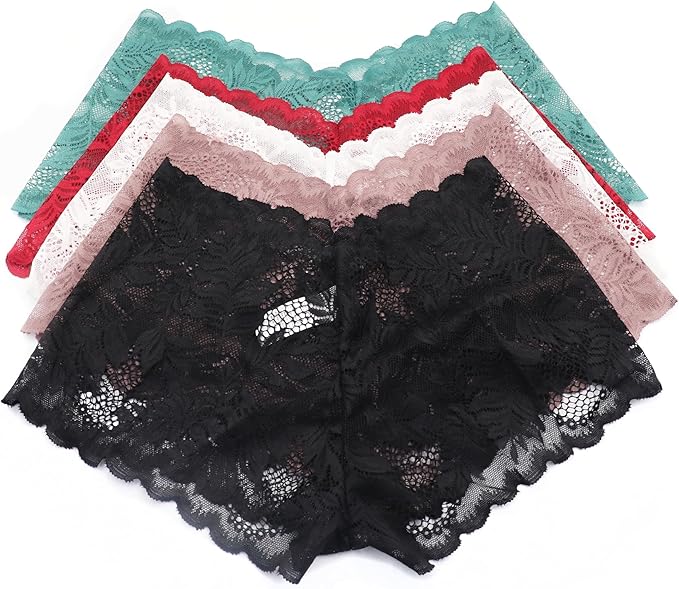 Sexy Underwear for Women V-Waist Shorts Women' s Underwear Lightweight Soft Lace High Waist Panties