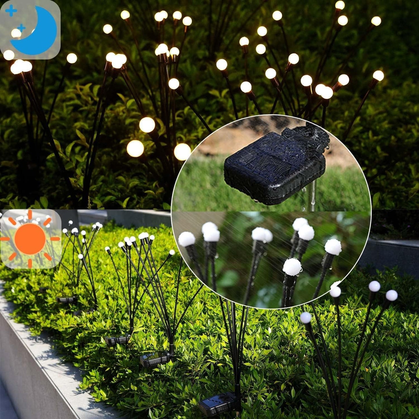 ZFNN Solar Garden Lights Outdoor, 10 Pack 60 LED Solar Firefly Lights, Swaying Waterproof Garden Decor for Yard Patio Pathway Lawn Gardening Gifts