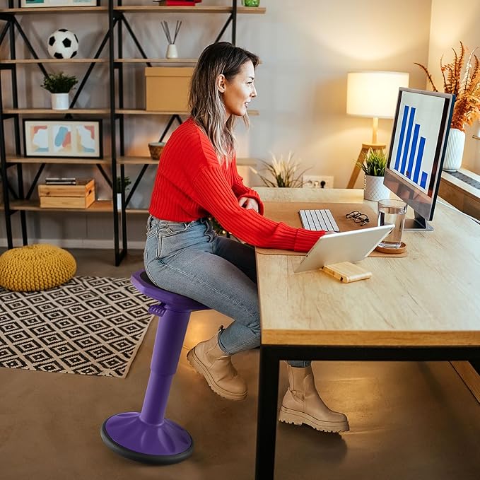 Giantex Wobble Stools for Classroom Seating, 24" Wiggle Stool with Adjustable Height, Sitting Balance Chair for School Active Learning, Office Stand Up, Flexible Seating Wobble Chair (Purple)