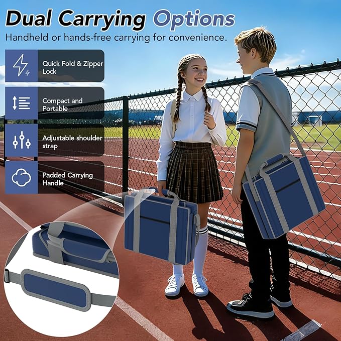 janiry Stadium Seats with Back Support 2PACKS Adjustable Bleacher Chairs with Back and Cushion Bleacher Seat with Cup Holder, Carry Handle & Shoulder Strap for Outdoor Sports Events, Picnics, Beaches