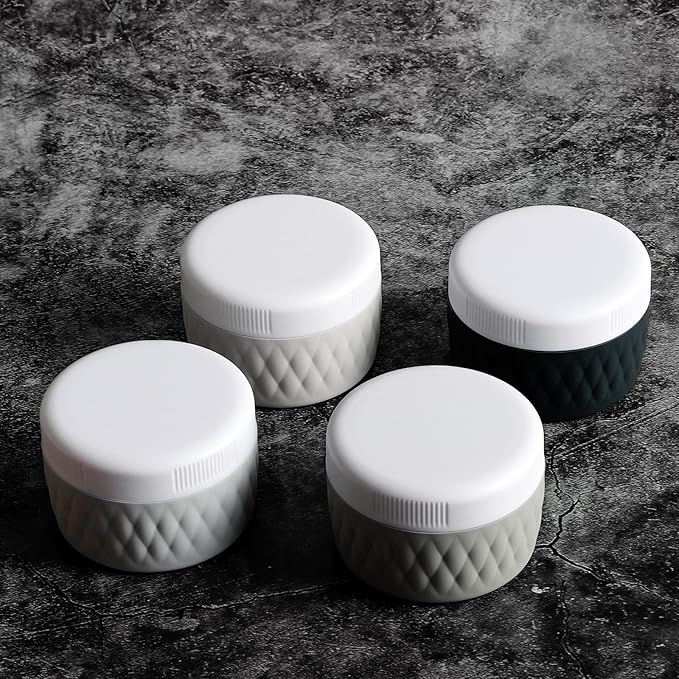 Travel Containers for Toiletries, Silicone Cream Jars BPA-Free, TSA Approved 2oz Travel Size Containers, Leak-proof Silicone Jars with Lid for Cosmetic Face Hand Body Cream (4 Pack)