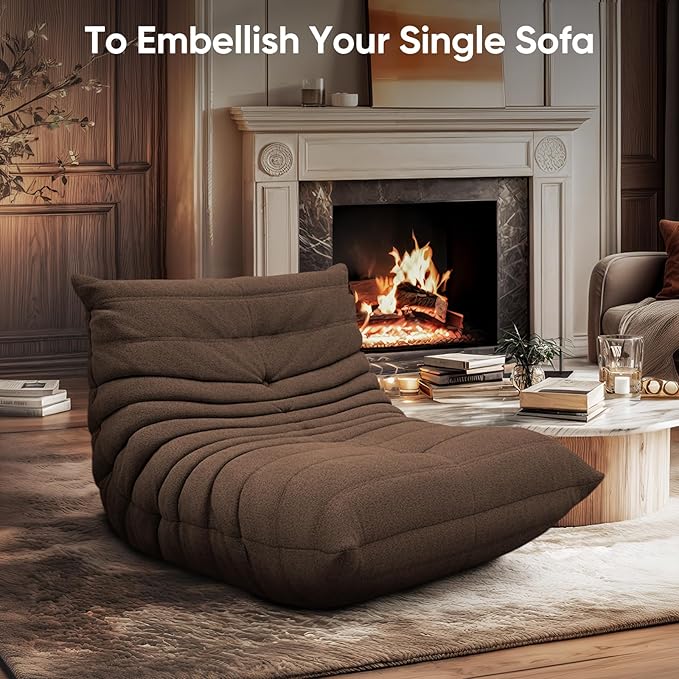 Bean Bag Chair for Adults, Fireside Togo Chair, BeanBag Chairs for Teens with High-Resilience Memory Foam, Non-Slip Base Compression Floor Lounge Sofa for Living Room, Bedroom