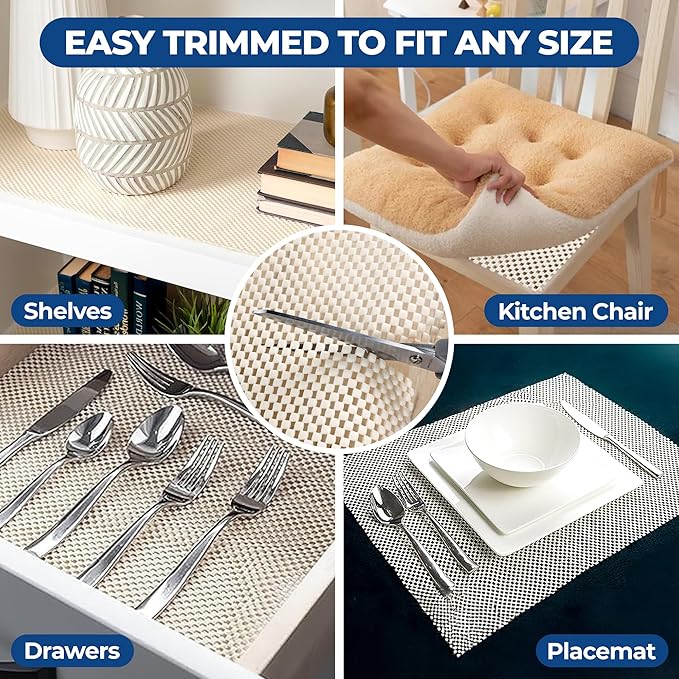Superior Rio Reversible Rug Pad, Non-Slip, Non-Skid, Thick Mesh Design, Floor Protector, Padding, Furniture Gripper Mat, Slide Stopper, Foam Grip, Polymer Coated Polyester, 6' x 9', Cream