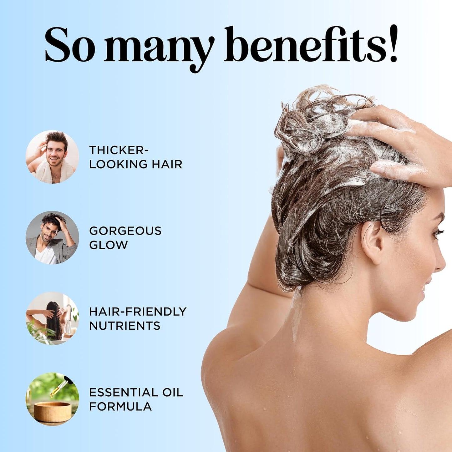 Rosemary and Biotin Shampoo for Thinning Hair - Vegan Volumizing Shampoo for Fine Hair with B Vitamins Argan Oil & Tea Tree Essential Oil - Paraben Silicone and Sulfate Free Vegan Formula (25 Fl Oz)