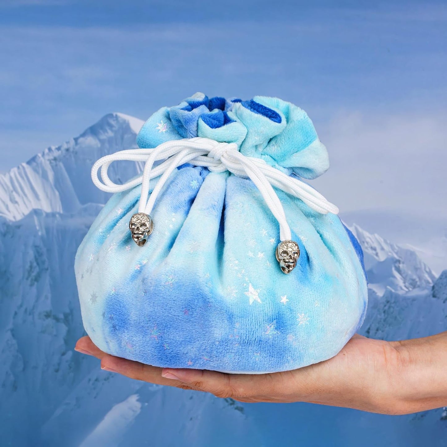 DND Dice Bags Large with Pockets Blue Storage Bag Star Pattern for D&D RPG Game Dices - Capacity 200+ Dice