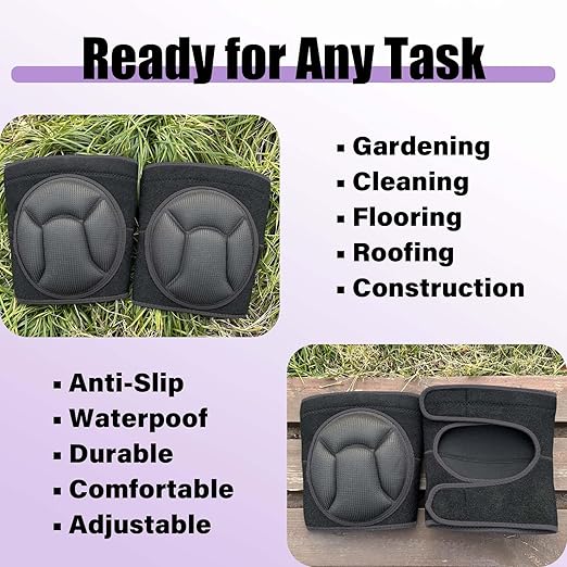 Men Women Knee Pads for Adult, Waterproof Kneepads for Gardener, Carpenter, Cleaner, Painter, Landscaper, Padded Knee Pad Protector for Christmas for Cleaning Floors, Mechanic Repair, Planting Flowers, Black Large