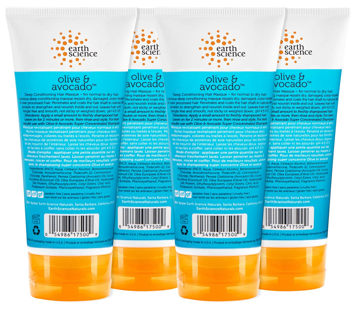 EARTH SCIENCE - Olive & Avocado Deep Conditioning Hair Masque: For Normal to Dry Hair (4 pk, 6 oz.)