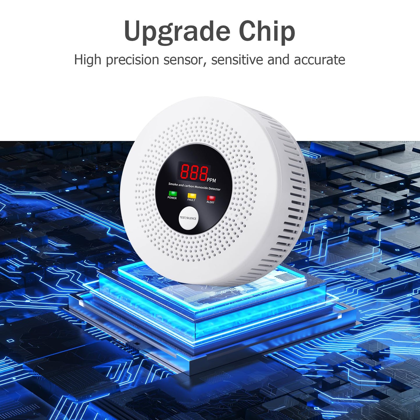 2-in-1 Smoke and Carbon Monoxide Detector 10-Year Battery-Powered CO Alarm with Clear LCD Display and Sound Warning for Home Reliable Detector for Enhanced Safety and Protection (Includes Batteries)
