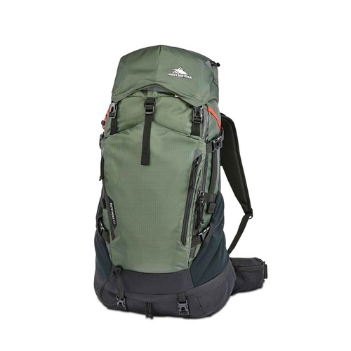 High Sierra Pathway 2.0 Backpack with Hydration Storage Sleeve, for Hiking, Biking, Camping, Traveling, Forest Green/Black, 60L