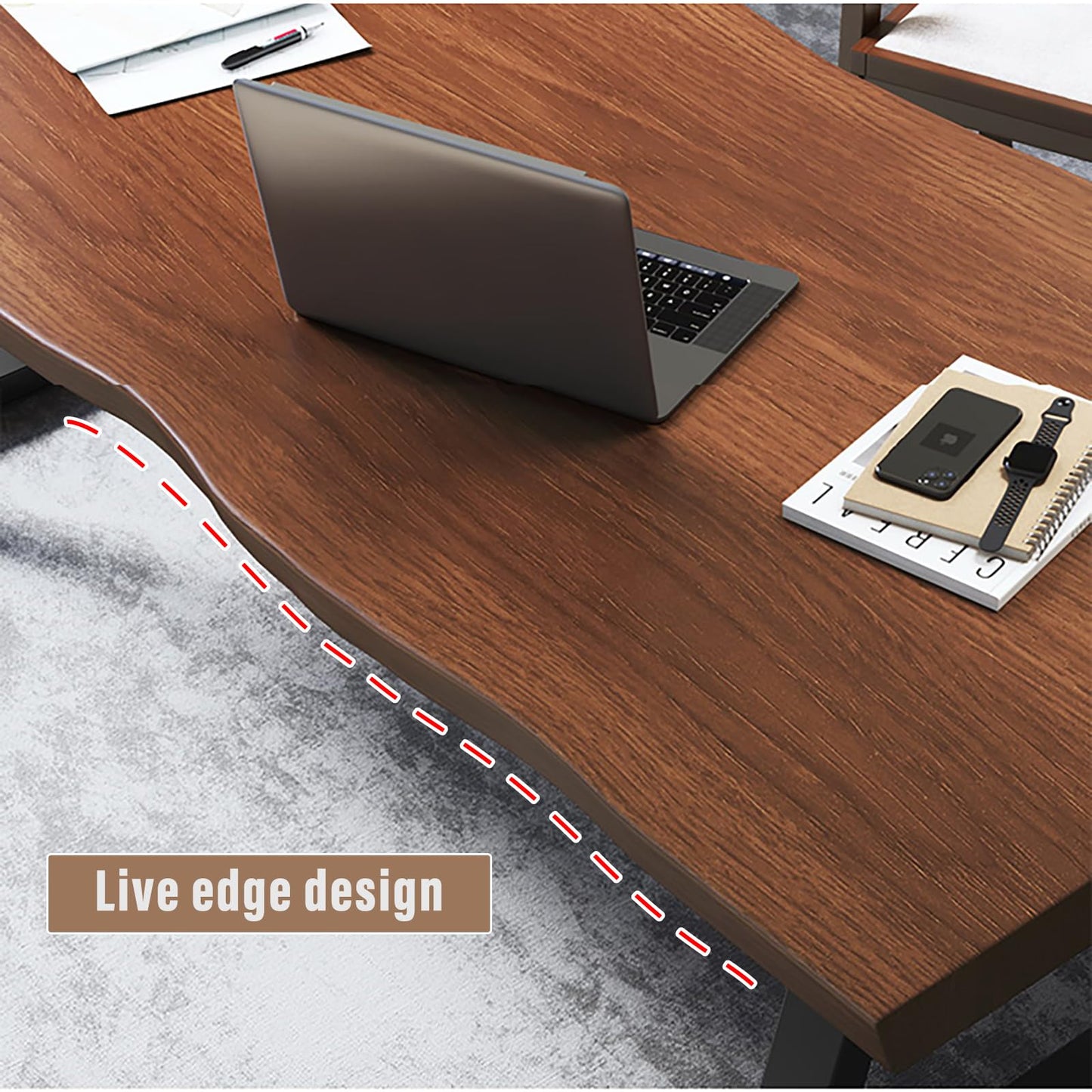 OOIKVCC Industrial Computer Desk,Solid Wood Home Office Desk,Modern Writing Desk Easy to Assemble for Home Office Gaming and Study Black 47.2×23.6×29.5in