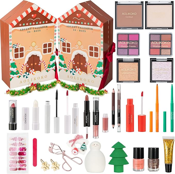 Makeup Advent Calendar 2025, 24 Days Christmas Gift Set For Women Girls &Teens, Surprises Christmas Calendar Countdown Gift for Women,Countdown Calendar Full Makeup Kit Cosmetic Gift