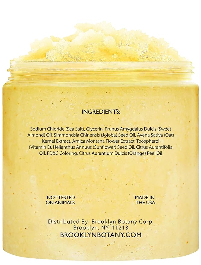 Brooklyn Botany Sweet Orange Body Scrub - Moisturizing and Exfoliating Body, Face, Hand, Foot Scrub - Fights Stretch Marks, Fine Lines, Wrinkles - Great Gifts for Women & Men - 10 oz