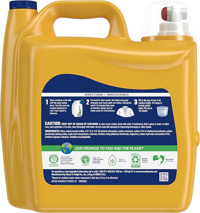ARM & HAMMER Laundry Detergent, Clean Burst Liquid Laundry Detergent, 229.5 Fl Oz Bottle