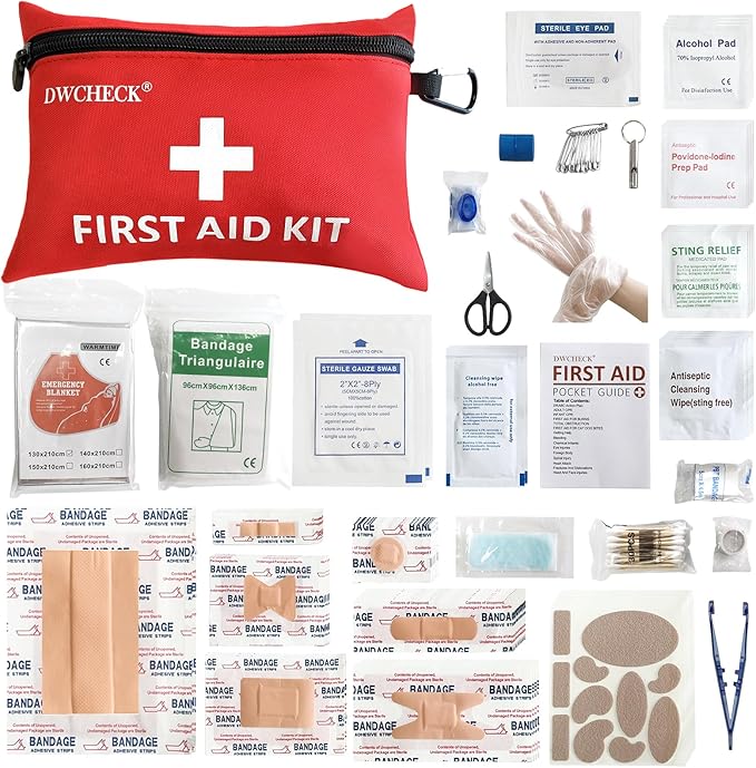 DWCHECK Mini First Aid Kit,132 Piece Small Waterproof Emergency Medical Kit for Travel, Car, Home, Office, Camping, Hiking...