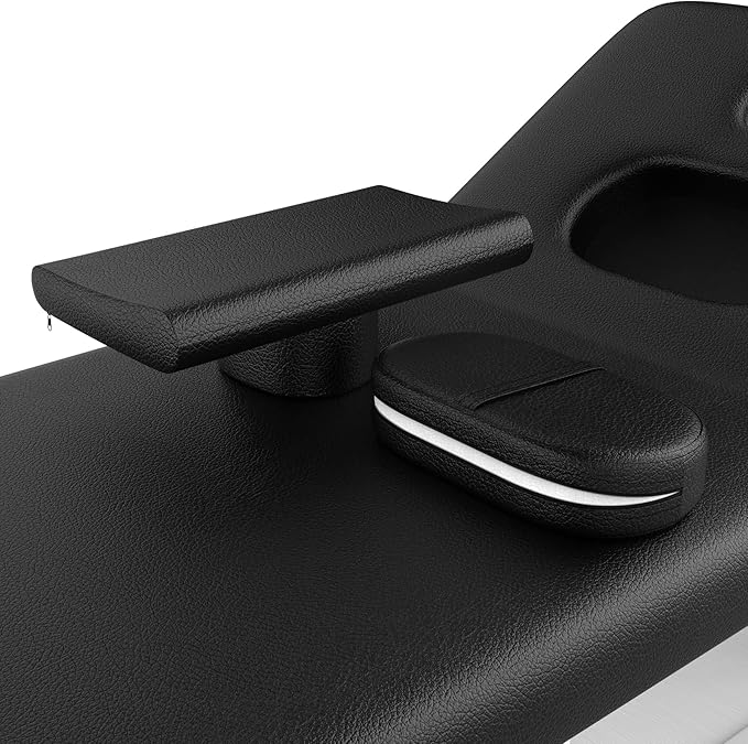 pouseayar Metal Frame Wide Stationary Massage Table for Treatment Table Physical Therapy Table Spa Facial Bed, PU Leather 31.5'' Wide 75'' Long Heavy Duty Professional Stationary Massage Bed - Black
