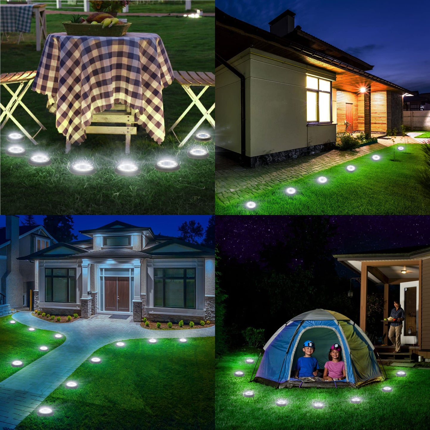 Flacchi Solar Ground Lights - Solar Powered Lights Outdoor Solar Disk Light Waterproof Landscape Light for Patio Yard Pathway Walkway Driveway (Cool White, 12 Pack)