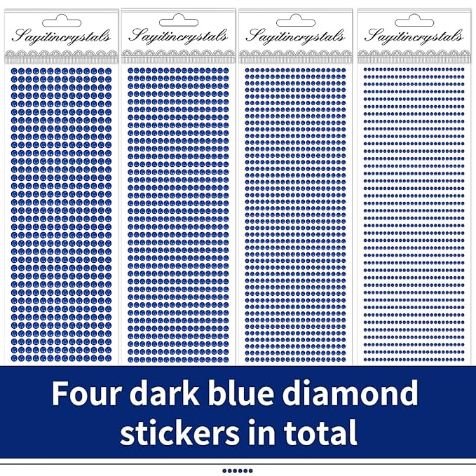 3090PCS Self Adhesive Pearl Stickers 3/4/5/6mm with Dark Blue Gem Rhinestones Stickers for Face, Stick on Body Crystal Jewels Makeup Glue for Face Eye Hair Nails Make up and Craft Home Decor