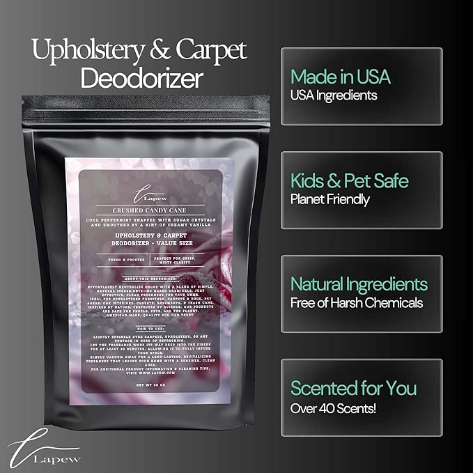 Crushed Candy Cane Carpet Freshener Powder Value Size 36 oz | Powerful Odor Eliminator for Home | Upholstery Deodorizer | Carpet Deodorizer | Cat Litter Box