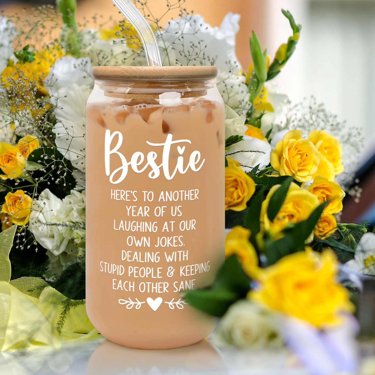 GINGULMINA Friendship Gifts for Women Friends - Mothers Day Gift for Friends Female, Best Friend Birthday Gift for Women - Ideas for Best Friend, Bestie - 16 Oz Can Glass