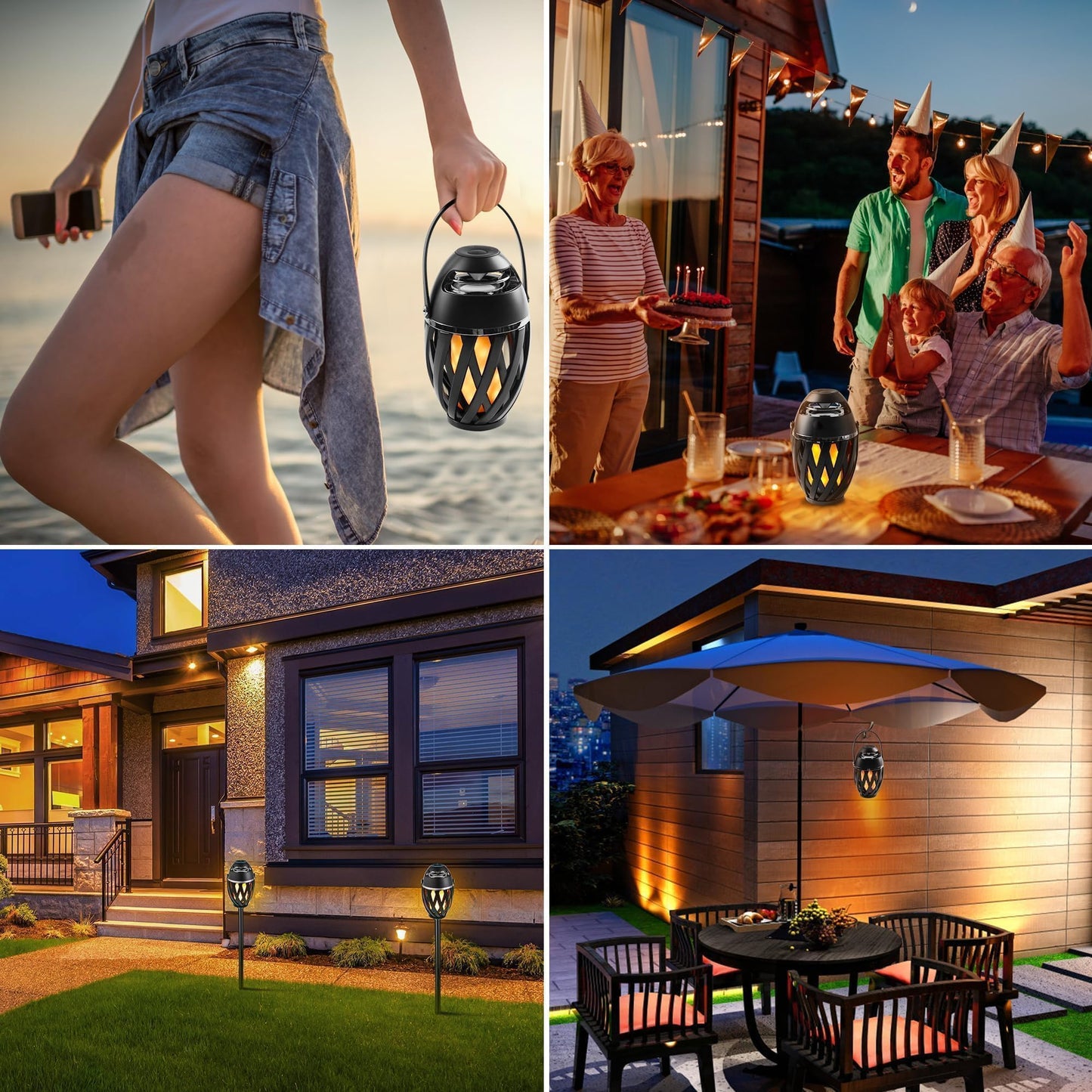 INSSISAIN 2 Pack Outdoor Bluetooth Speakers Waterproof Wireless, Birthday Gifts for Men Dad, LED Flame Ambient Light, Camping Patio Accessories, Unique Gifts for Him Husband Boyfriend Dad Gifts