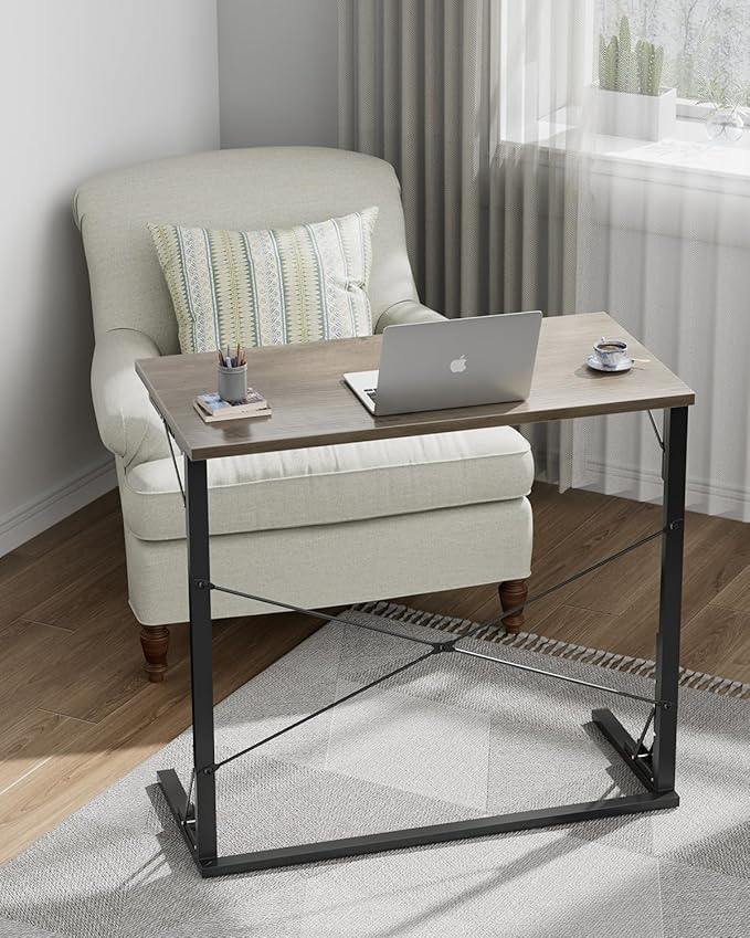 Vantic 31.5" Folding Desk, Foldable TV Tray Table for Eating on Couch, Extra Large TV Dinner Trays, Portable Fold Computer Writing Desk Table for Home Office, Greige