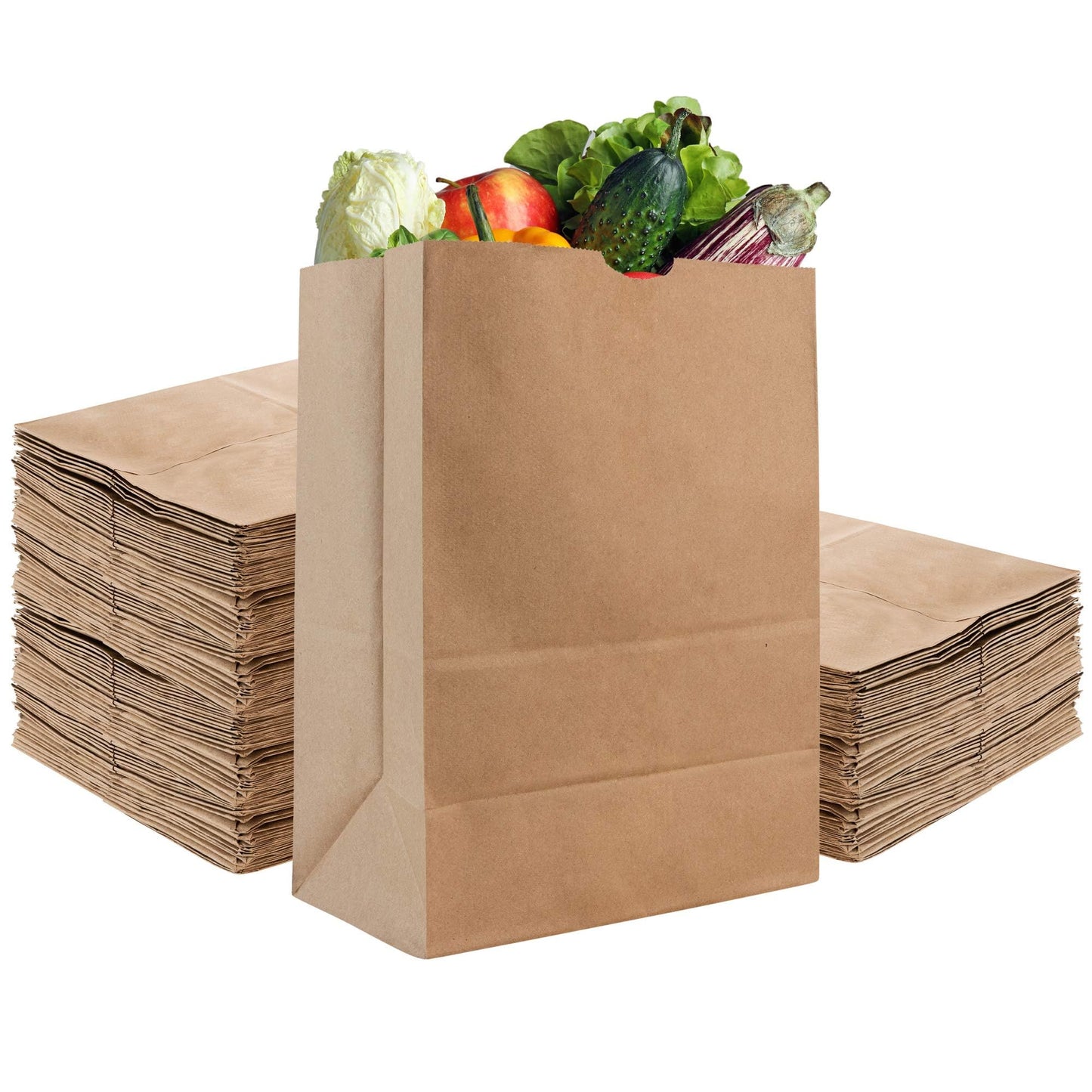 Stock Your Home 52 lb Kraft Brown Paper Bags (100 Count) – Bulk Large Grocery Bags for Shopping