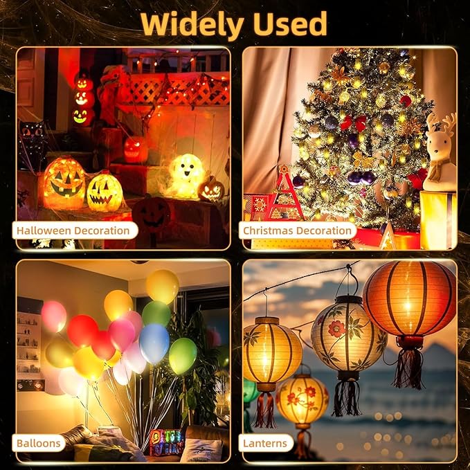 30x Battery Operated LED Party Lights Seasonal Lighting for Balloons Paper Lanterns, Waterproof - Warm White