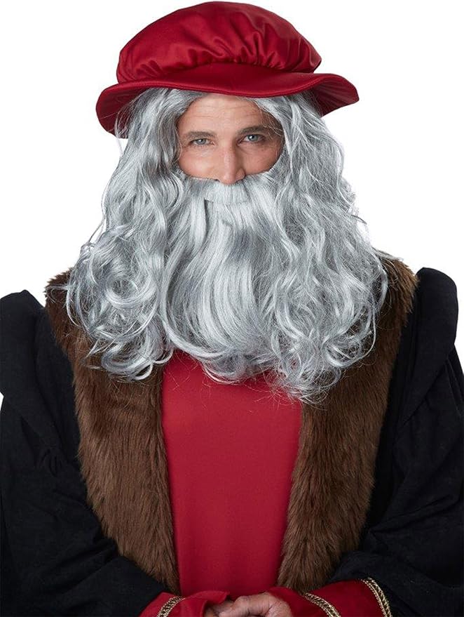 CaliCo, Renaissance Man Wig & Beard, Costume Wig Gray