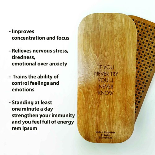 Sadhu Board for Yoga Practice, Handmade Wooden Board with Nails for Standing on Feet, Sadhu Practice Wood Board with Galvanized Nails, Relaxation Board for Acupuncture Massage, Yoga Gift