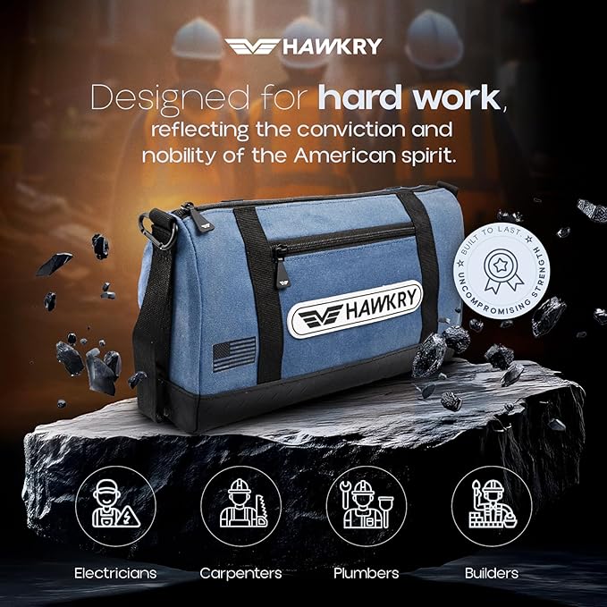HAWKRY Heavy Duty Canvas Tool Bag Set of 2 – Waterproof Canvas Zipper Pouch, Garden Tool Bag, Construction Bags Heavy Duty, Small Zipper Pouch, Motorcycle Tool, Multipurpose Fishing Bag