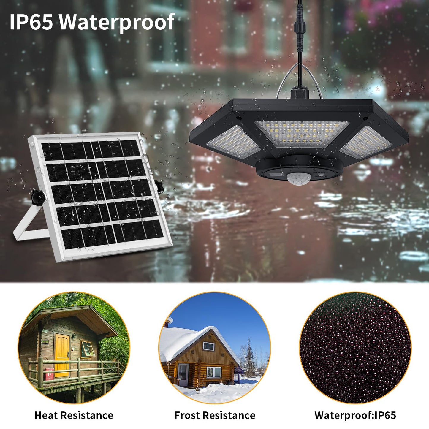 Aqonsie Solar Shed Light Indoor Outdoor Solar Powered Pandent Daytime Work Lights with 5 Lighting Modes & 3 Timers, 180LED Solar Indoor Lights Motion Sensor with Remote Control for Shed Barn Garage
