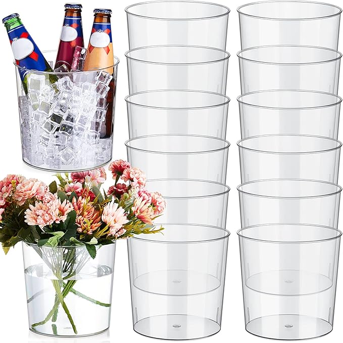 Plastic Ice Bucket Clear Flower Vases 6L Large Champagne Beer Buckets Classic Transparent Wine Chiller Tub Portable Wine C...
