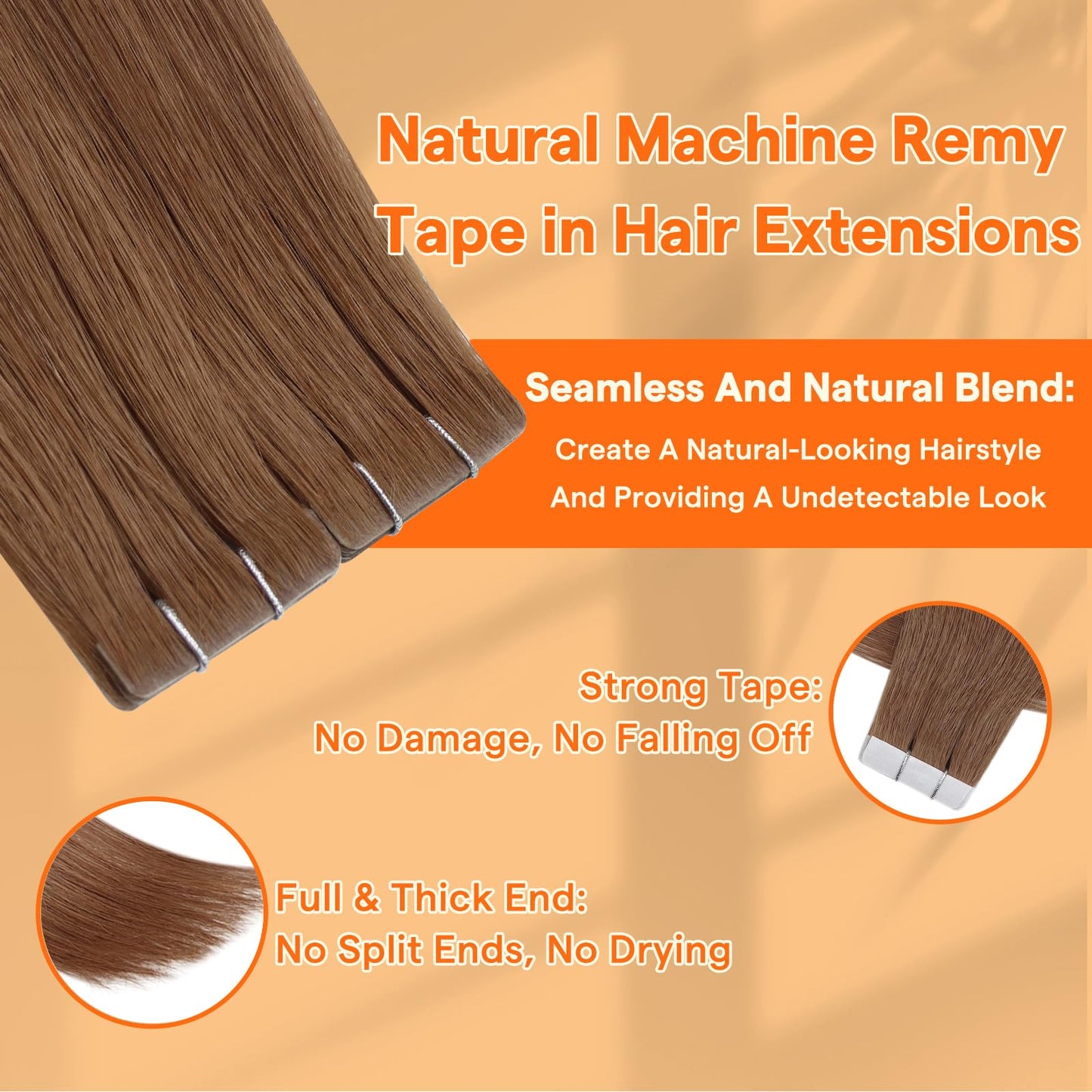 Full Shine Machine Virgin Extensions Real Human Hair Color 330 Orange Tape Ins Human Hair Extensions 16 Inch Skin Weft Virgin In