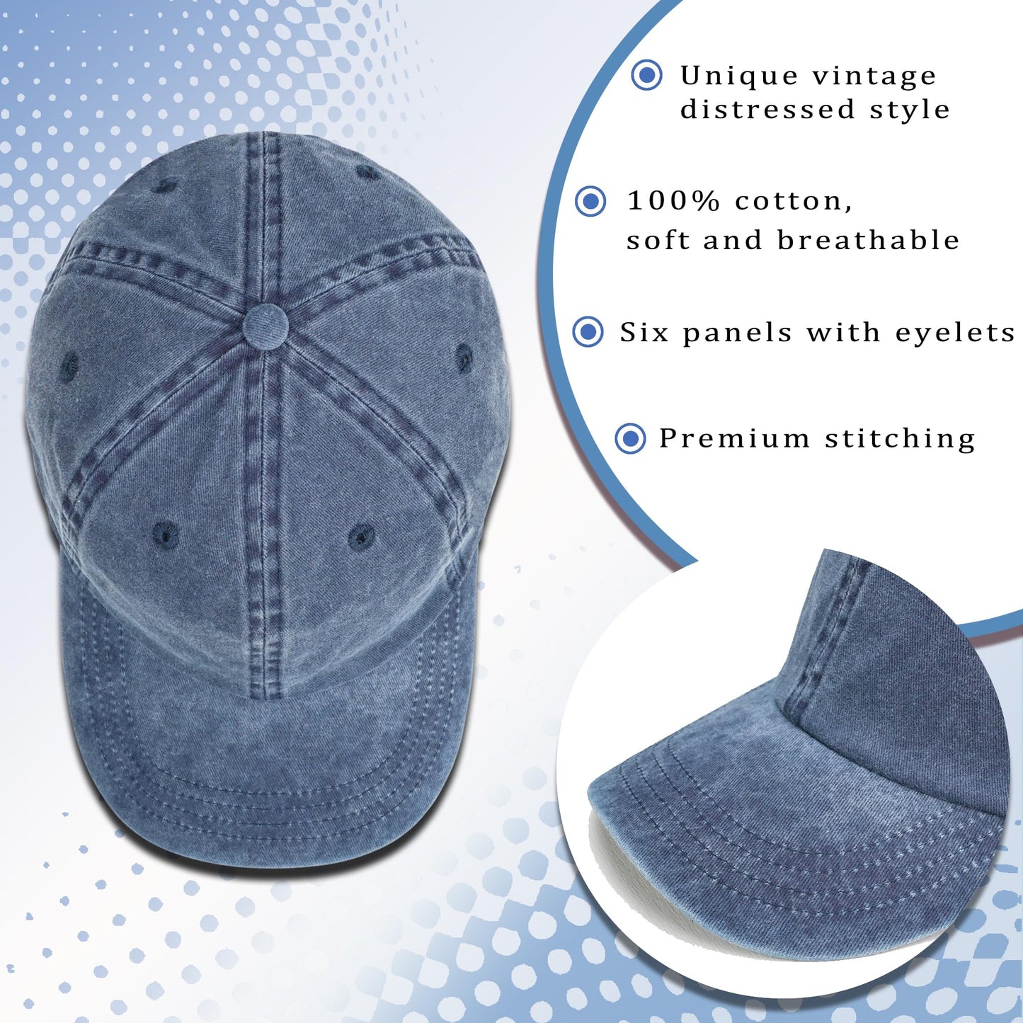 50th Birthday Gifts for Her Him Vintage 1975 Embroidered Black Baseball Cap Women Men Blue
