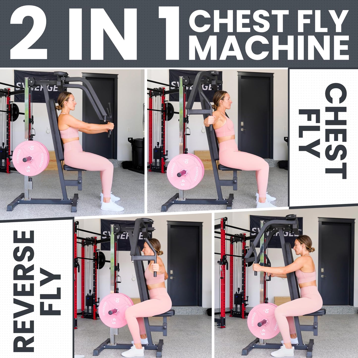 Synergee Chest Fly and Reverse Delt Machine for Home Gym, Adjustable Upper Body Workout Equipment for Chest, Back, Shoulder & Rear Delts, 400 lb Max Capacity