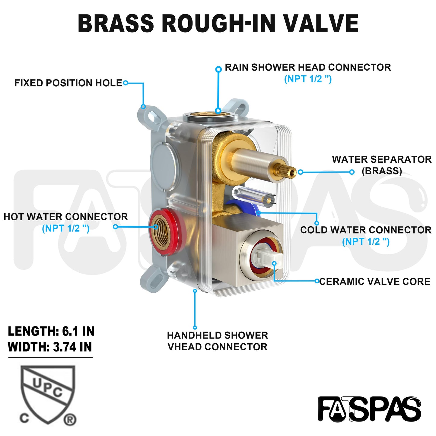 Fatspas Luxury Rain Shower System with 10 Inch High Pressure Showerhead and Handheld Combo, Brushed Nickel Shower Faucet Set with Pressure Balance Valve, Wall Mounted 2-Way Shower Trim Kit