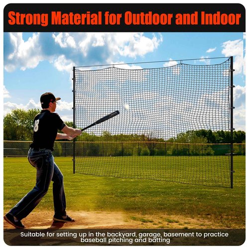 Sport Net Baseball Nets,Over 22 Sizes from 10 to 50 feet Baseball Softball Backstop Nets with 33 feet Nylon Rope 0r Steel Hanging Kit, Heavy Duty Hitting Practice for for Backyard,Garage, Basement.