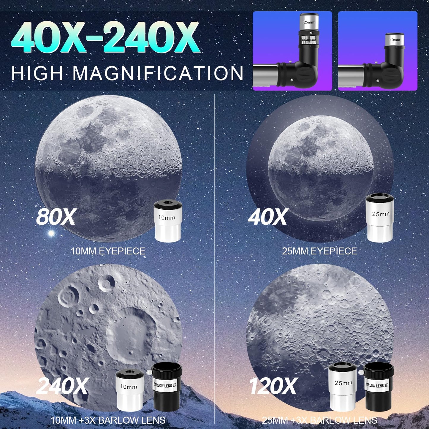 Telescope for Adults High Powered - Aurosports 90mm Aperture 800mm Refractor Telescope for Kids & Beginners Astronomy - Portable Telescope with Phone Adapter Tripod Carrying Bag