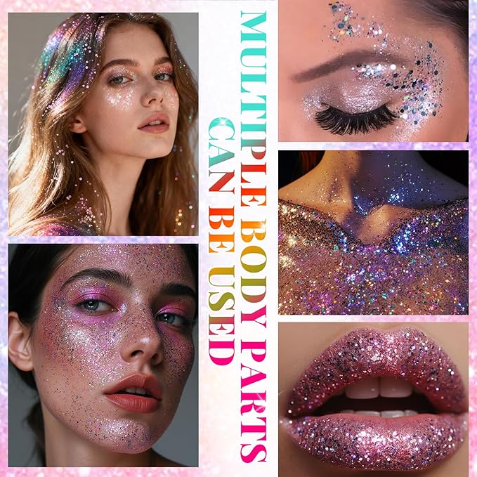 Christmas Face and Body Glitter Stick for Sparkling Makeup, Hair Glitter Accessories for Women, Highlighting Stick for Fairy Dust Makeup, Cheerful Face Glitter for Festive Parties and Carnivals