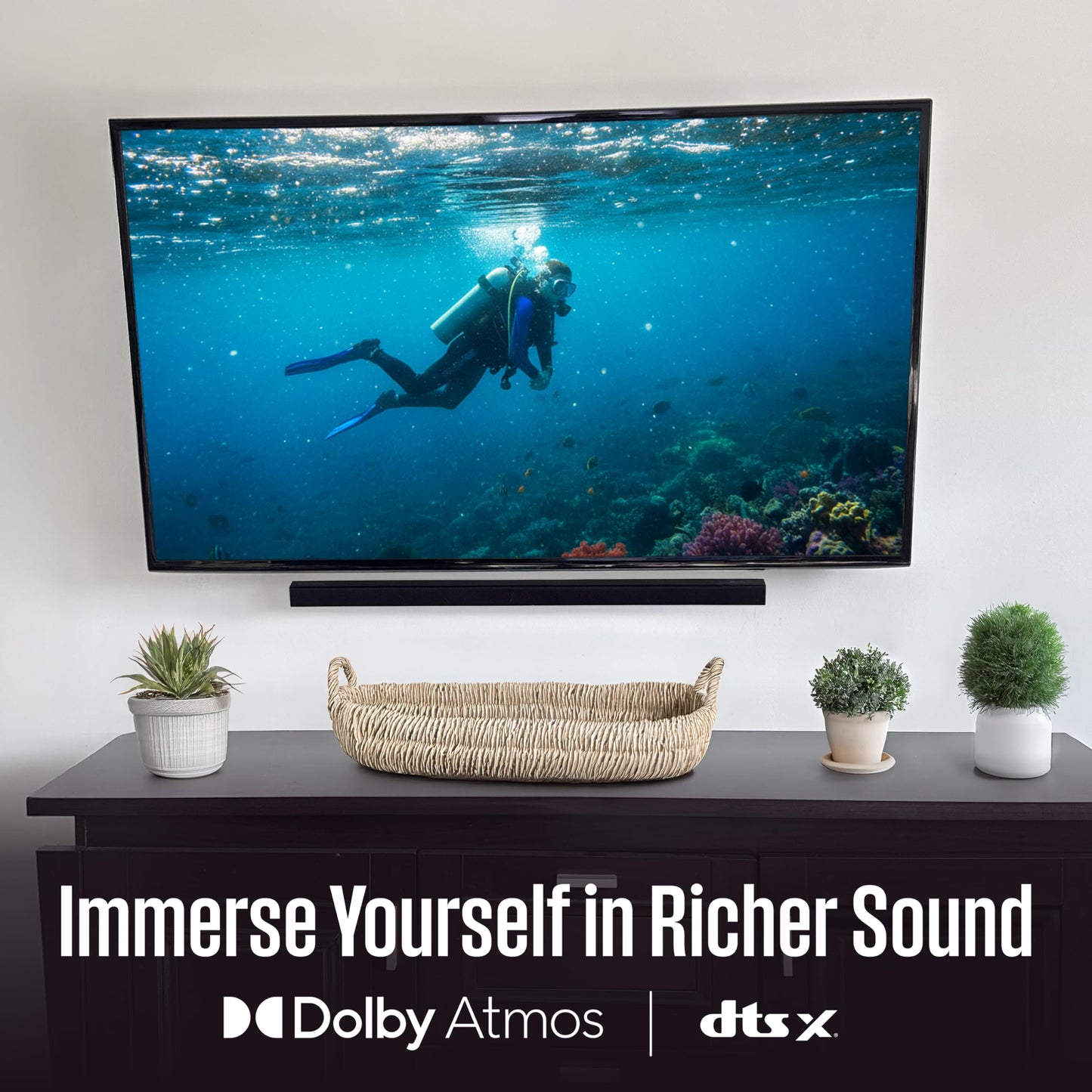 Westinghouse 2.1 Channel Soundbar with Wireless Subwoofer, DTS:X and Dolby Atmos, 120W RMS & 240W Max Output, for Smart TV, Home Theater Audio, HDMI/eArc, Bluetooth, Roku TV Ready