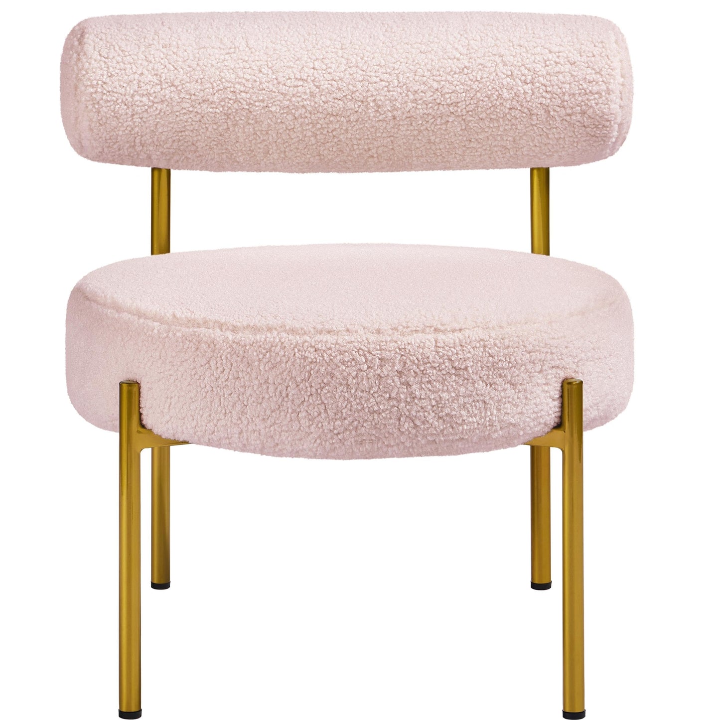 Topeakmart Modern Vanity Chair, Boucle Fabric Accent Chair with Gold Metal Legs for Living Room Makeup Room, Pink