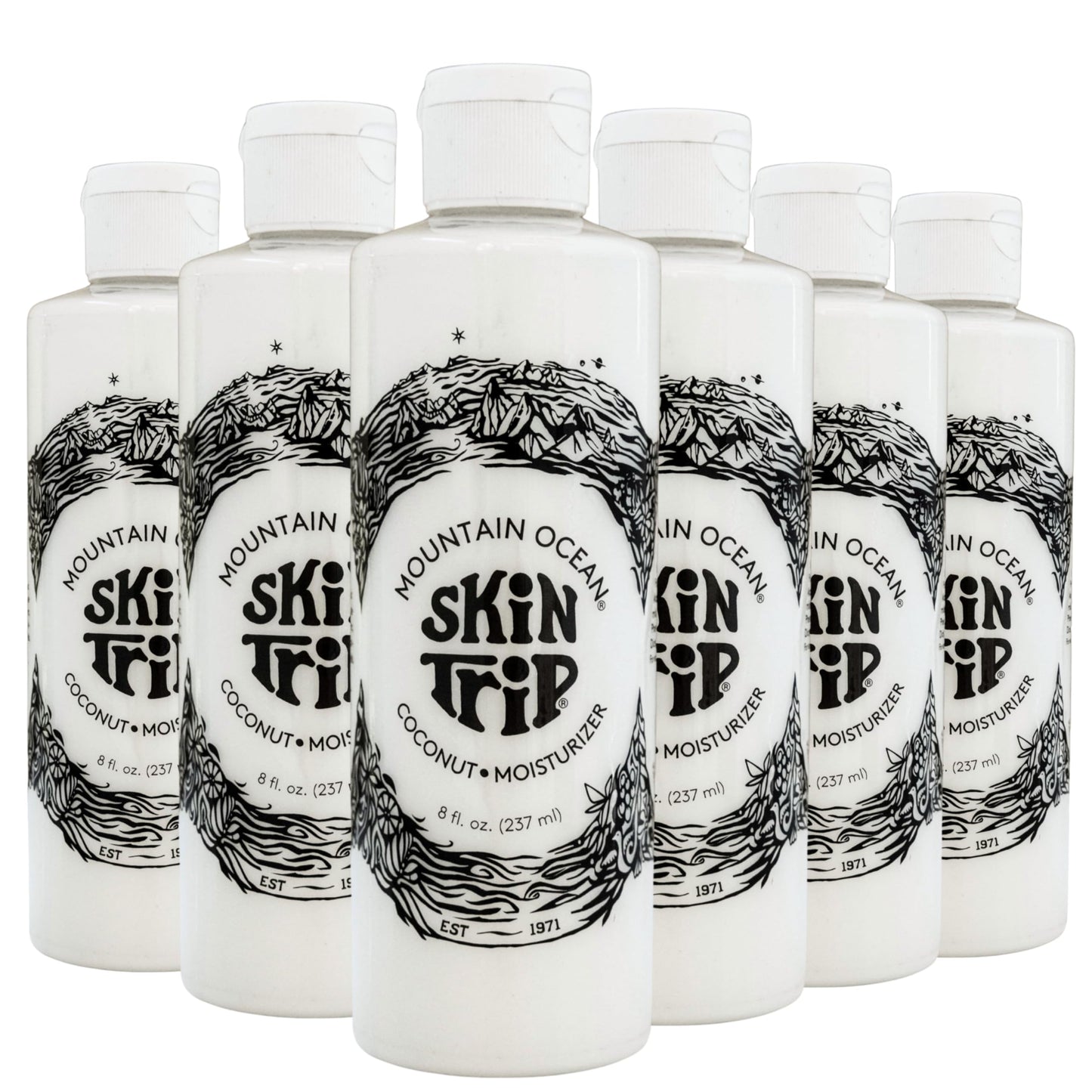 Mountain Ocean Skin Trip Coconut Body Lotion, 8 Oz (Pack of 6), Lightweight, Fast Asborbing Moisturizer for Women and Men, with
