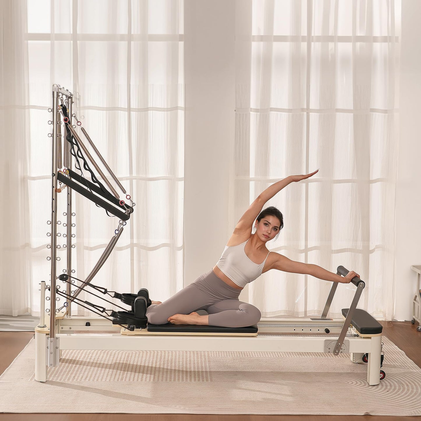 VEVOR Pilates Reformer, Pilates Machine for Home Gym Studio Use, Strength Training Workout Equipment with Dual Resistance, Reformer Box, and Jump Board, for Advanced Users and Beginners, Up to 400 LBS