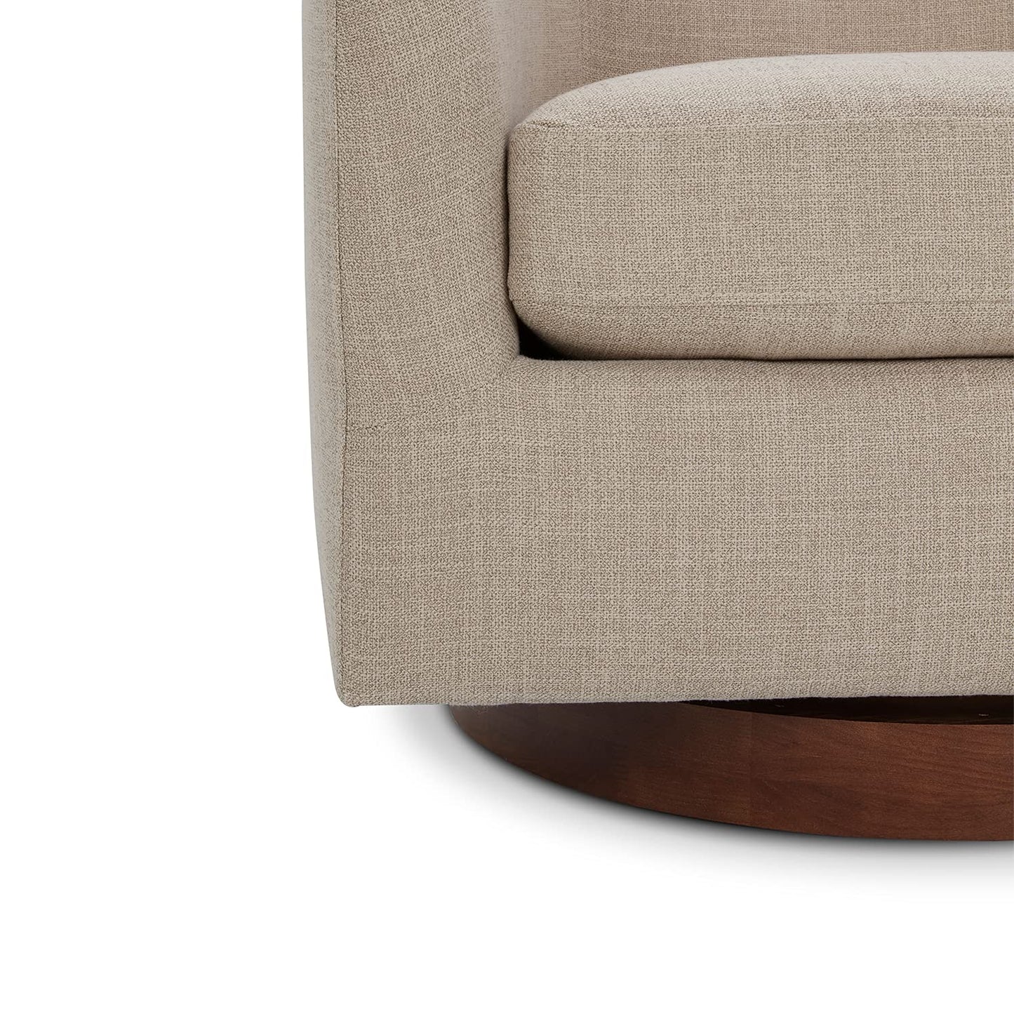 CHITA Swivel Accent Chair, FSC Certified Upholstered Fabric Barrel Chair for Living Room, Fully Assembled, Flax Beige
