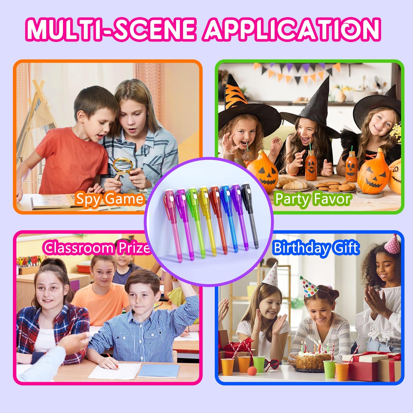 JIMMIDDA Invisible Ink Pen Spy Game for Kids, Party Favors Toys for Girls Boys, Magic Markers for Boys Girls Fun Outdoor Toys, Birthday for 6-13 Year Old Girls Boys (8PCS)