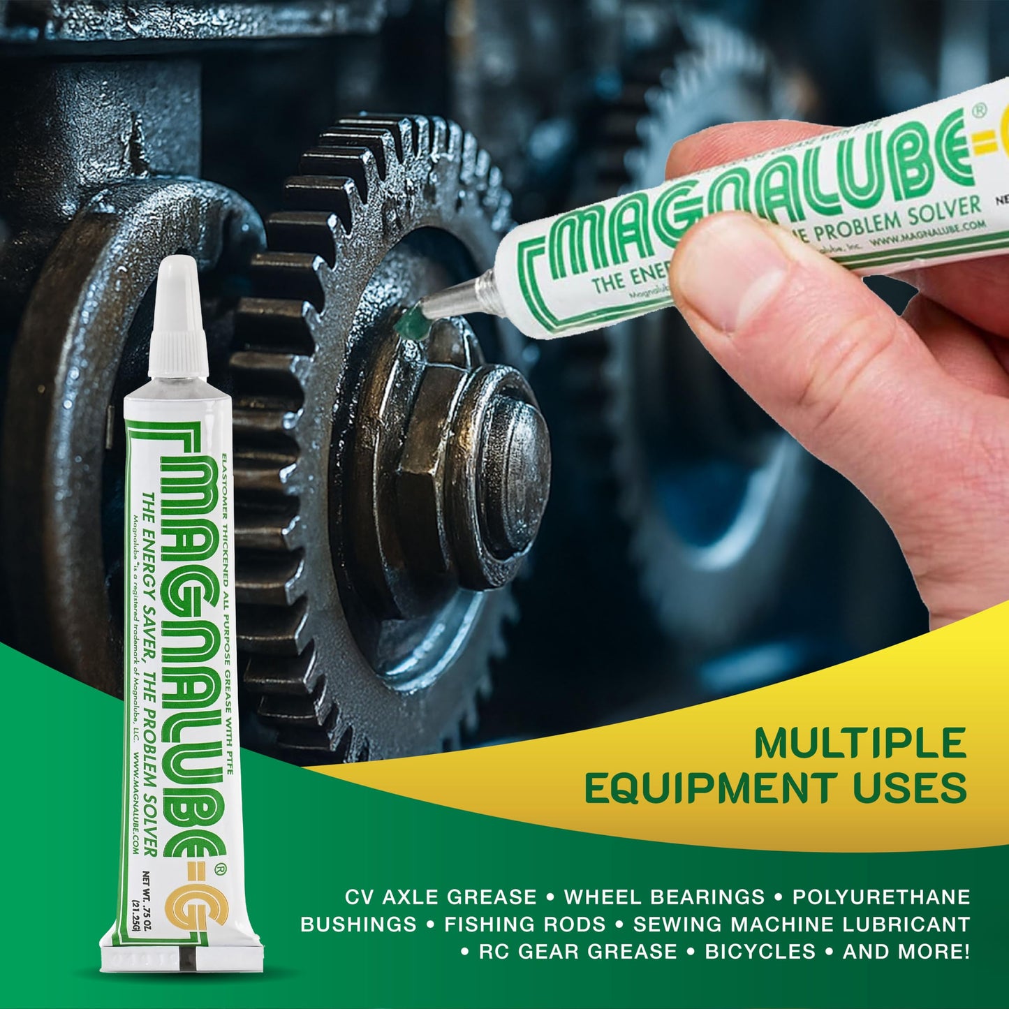 Magnalube-G All Purpose Grease – No Drips or Leaks – Waterproof High-Temp, Dielectric – PTFE Lubricant for Door Hinges, Tracks, 3D Printers, Marine, Reels, Bearings, Joints – 0.75oz Tube, 10-Pack