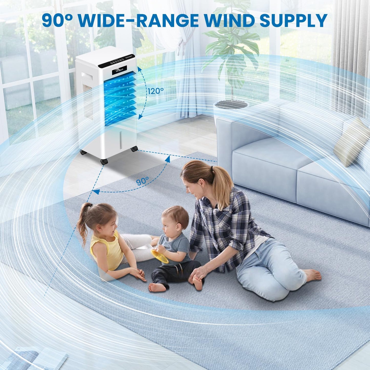 Portable Air Conditioners, 8000BTU Windowless Portable AC Unit with 3 Speeds, 3 Modes, 8L Swamp Cooler w/7H Timer, 90°Oscillation, Remote Control Air Conditioners for Bedroom, Room, Home (Black)