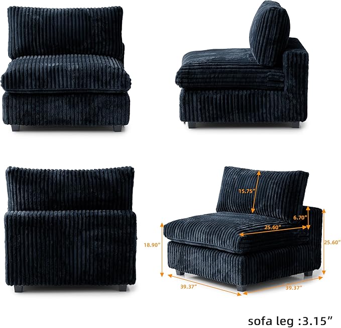 WJShome Cloud Couch Modular Sectional Sofa,157" Oversized 8 Seater Convertible Sofa,U Shaped Couch with Ottoman,Comfy Plush Sofas with 2 Chaise for Living Room,Covers Washable&Replaceable,Black