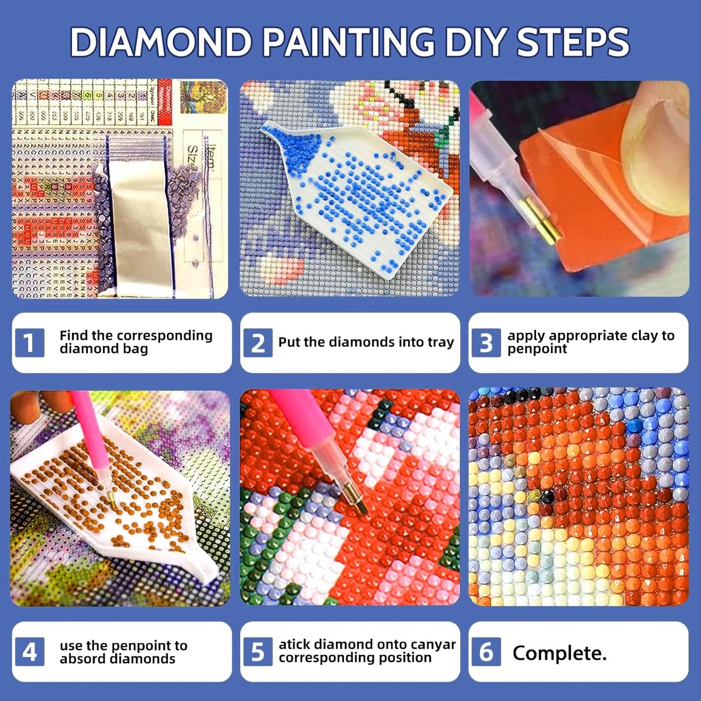 Lovepefe Mountain Diamond Art Painting Kits for Adults, 6 Pack Paint with Diamond Kit for Beginners DIY Full Drill Gem Art Home Wall Decor 12 X 16 Inch