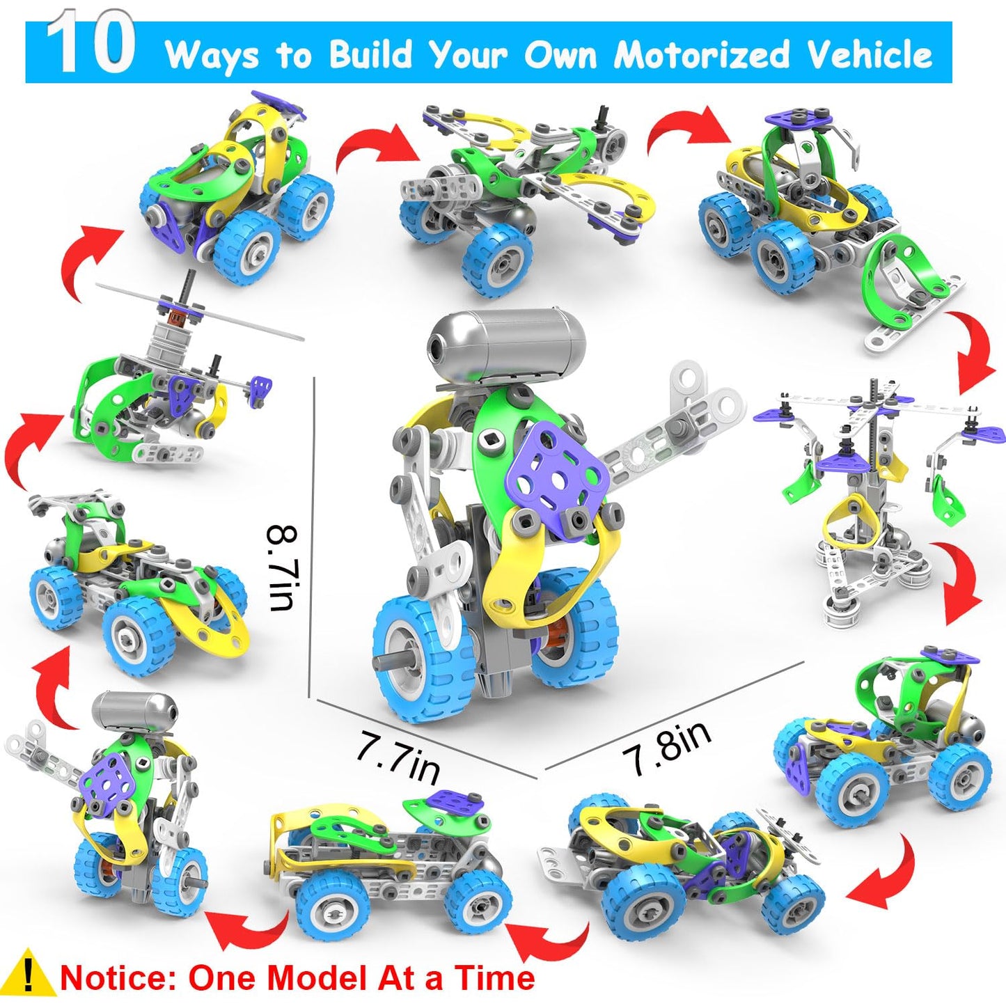 10 in 1 Electric STEM Toys for 5 6 7 8 9+ Year Old Boy Girl Birthday Gifts Educational Building Toys for Kids Ages 4-8 5-7 8-12 Stem Activities Construction Toy for Boys 6-8 8-10 Holiday Idea Gift